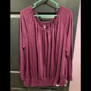 Lane Bryant 18/20W shimmering plum top with gold